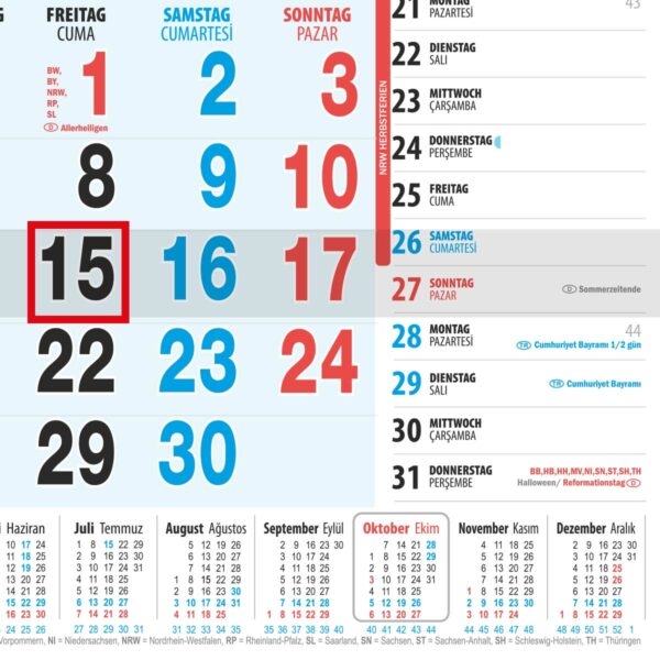 3-Monatskalender mit Werbedruck - Detailansicht